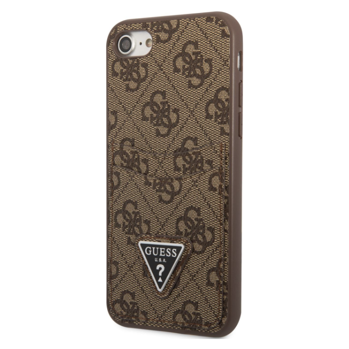 Plastové puzdro Guess na Apple iPhone 7/8/SE 2020/SE 2022 GUHCI8P4TPW 4G Saffiano Double Card hnedé