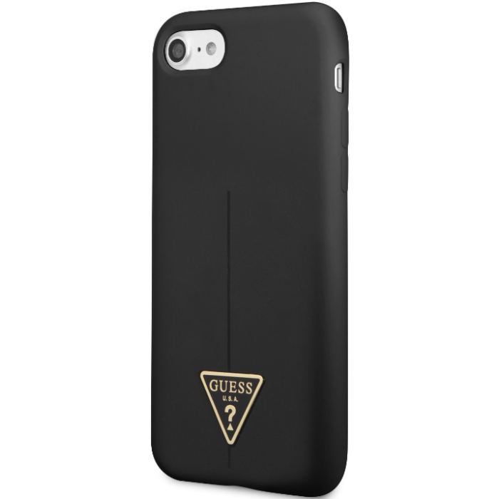 Silikónové puzdro Guess na Apple iPhone 7/8/SE 2020/SE 2022 GUHCI8SLTGK Silicone Line Triangle čierne