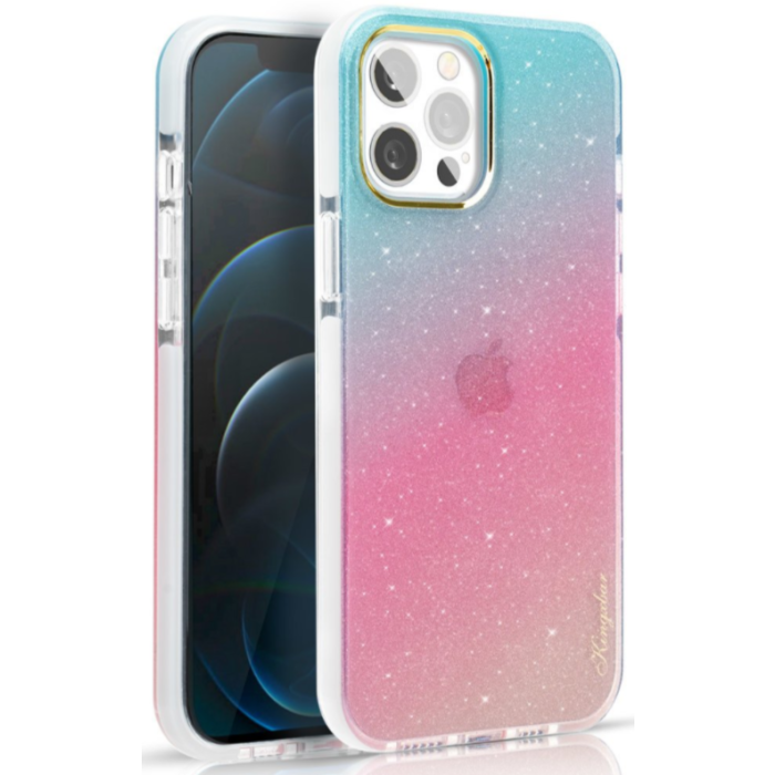 Zadné puzdro na Apple iPhone 12/12 Pro Kingxbar Ombre modro-ružové
