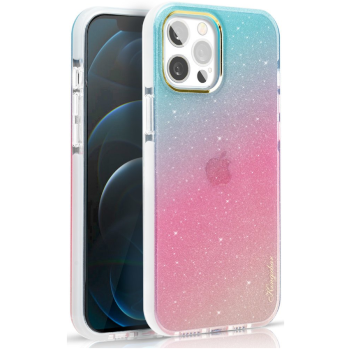 Zadné puzdro na Apple iPhone13 Pro Kingxbar Ombre modro-ružové