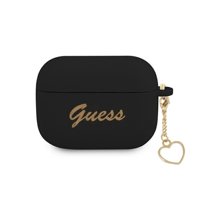 Silikónové puzdro Guess na Apple Airpods 3 GUA3LSCHSK Heart Charm čierne