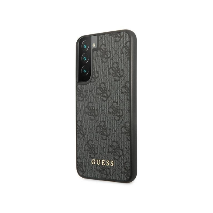 Plastové puzdro Guess Samsung Galaxy S22 Ultra 5G GUHCS22LG4GFGR Metal Gold Logo sivé 