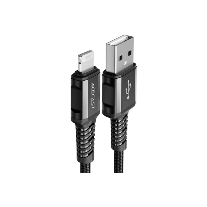 Kábel Acefast C1-02, USB na Lightning 8-pin MFI 2.4A, 1,2 m, čierny