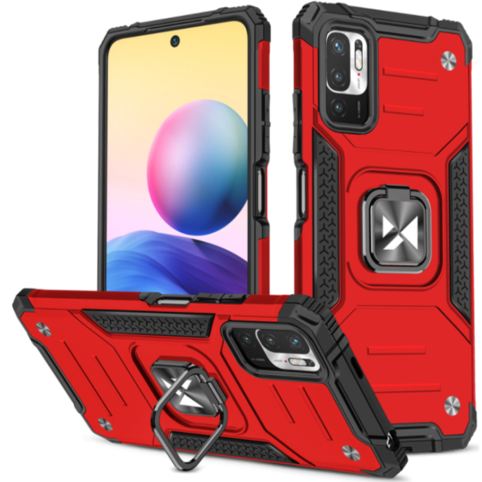 Odolné puzdro na Xiaomi Redmi Note 10 5G/Poco M3 Pro/M3 Pro 5G Ring Armor Rugged červené
