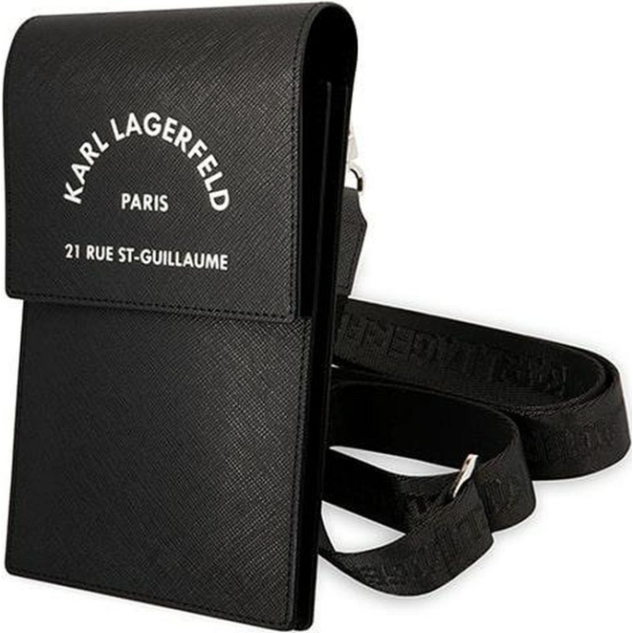 Univerzálne puzdro Karl Lagerfeld na smartfón KLWBSARSGK Saffiano Rue Saint Guillaume Wallet Phone Bag Black