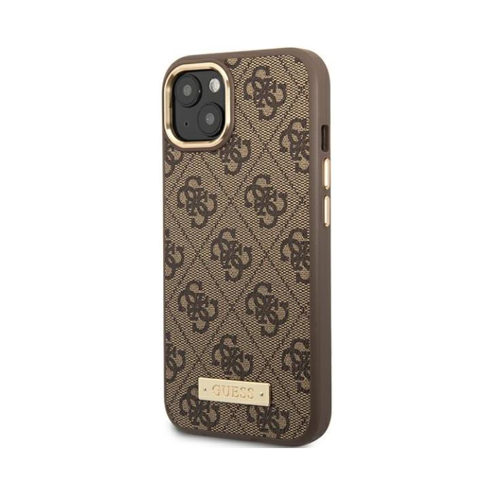 Plastové puzdro Guess na Apple iPhone 13 Pro GUHMP13LU4GPRW PU 4G MagSafe hnedé