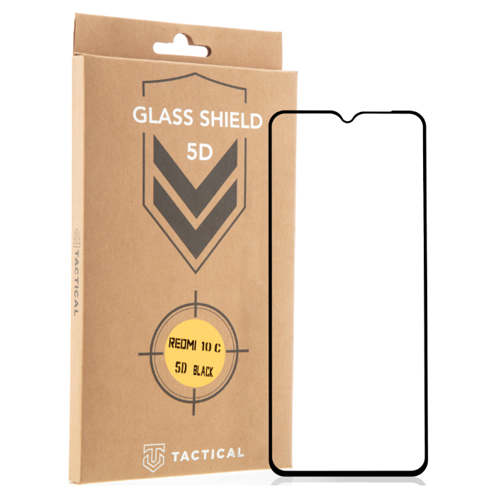 Tvrdené sklo na Xiaomi Redmi 10C/Poco C40 Tactical Shield 5D celotvárové čierne