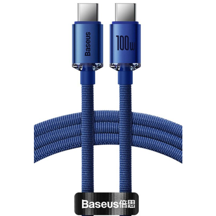 Kábel Baseus Crystal Shine CAJY000603, Type C to Type C PD100W, 1,2m, modrý