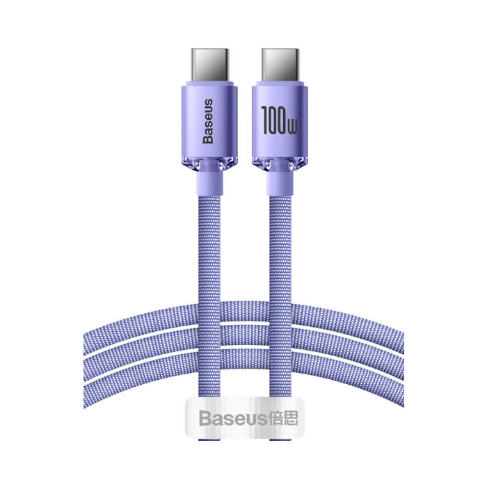 Kábel Baseus Crystal Shine CAJY000605, Type C to Type C PD100W, 1,2m, fialový