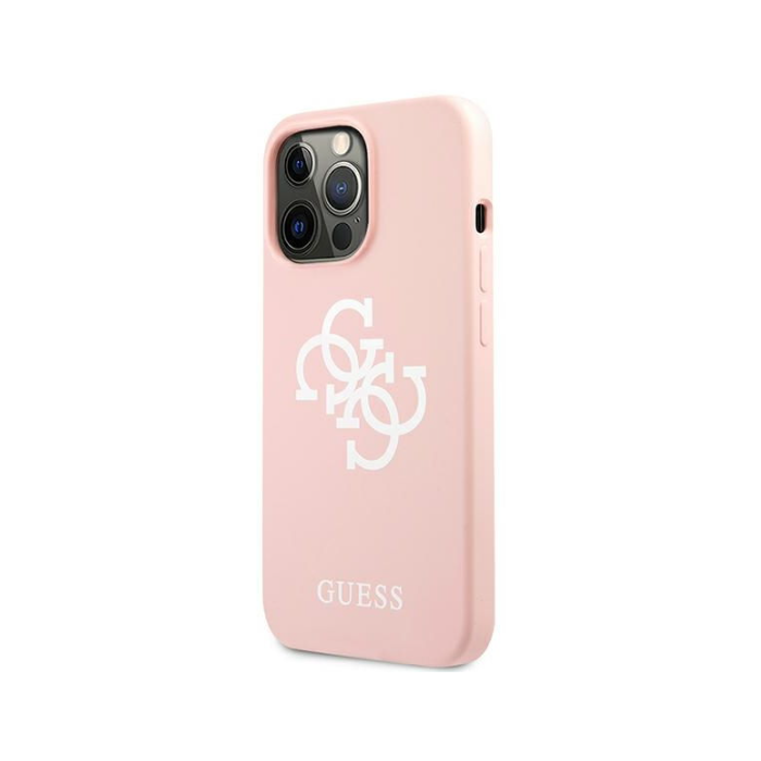 Silikónové puzdro Guess na Apple iPhone 13 Pro GUHCP13LLS4GWPI 4G Logo ružové