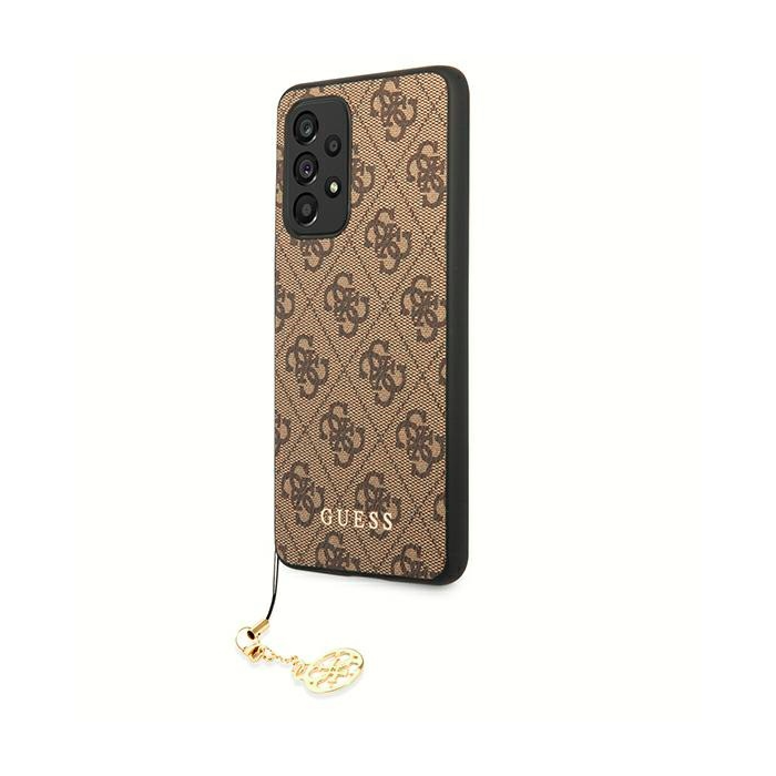 Plastové puzdro Guess na Samsung Galaxy A53 A536 5G 4G GUHCA53GF4GBR Charms Collection hnedé
