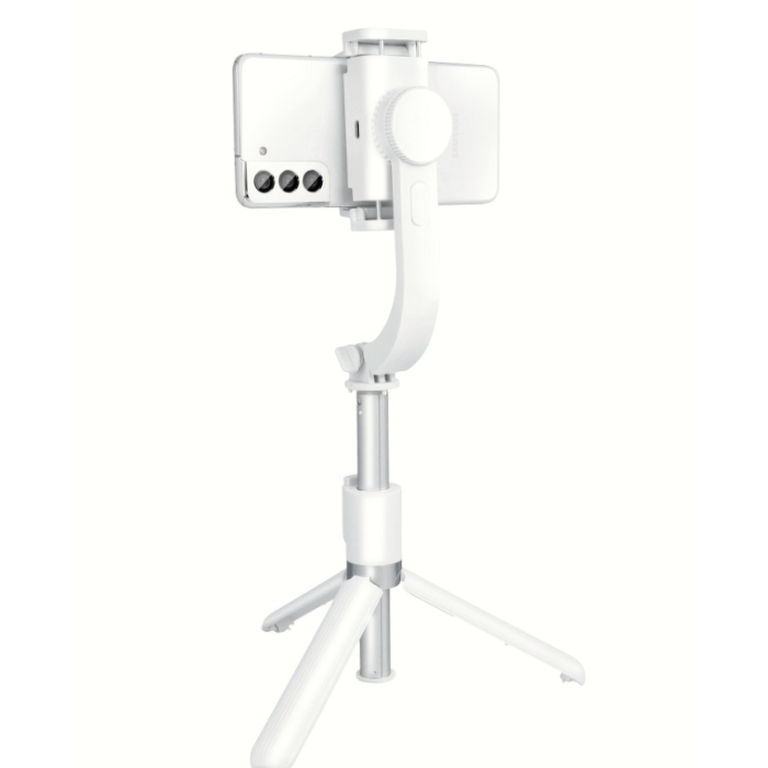 Selfie tyč so statívom a diaľkovým ovládaním Bluetooth Gimbal stabilizátor SSTR-L08 biely