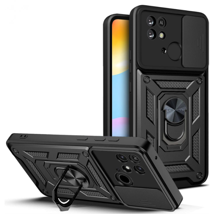 Odolné puzdro na Xiaomi Redmi 10C/Poco C40 Tech-protect Camshield Ring Armor čierne