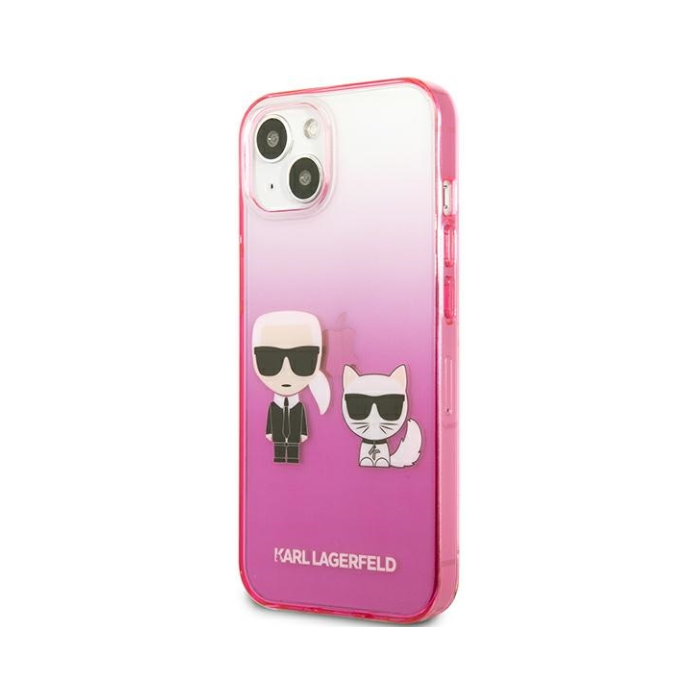 Plastové puzdro Karl Lagerfeld na Apple iPhone 13 Pro KLHCP13LTGKCP Karl & Choupette Head Gradient ružové
