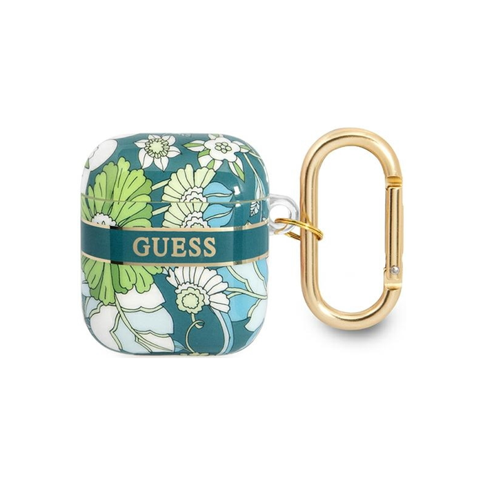 Silikónové puzdro Guess na Apple AirPods 1 / 2 GUA2HHFLN Flower zelené