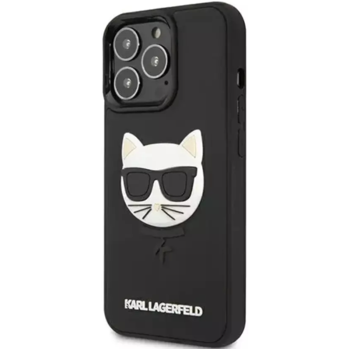 Plastové puzdro Karl Lagerfeld na Apple iPhone 13/13 Pro KLHCP13LCH3DBK 3D Rubber Choupette čierne