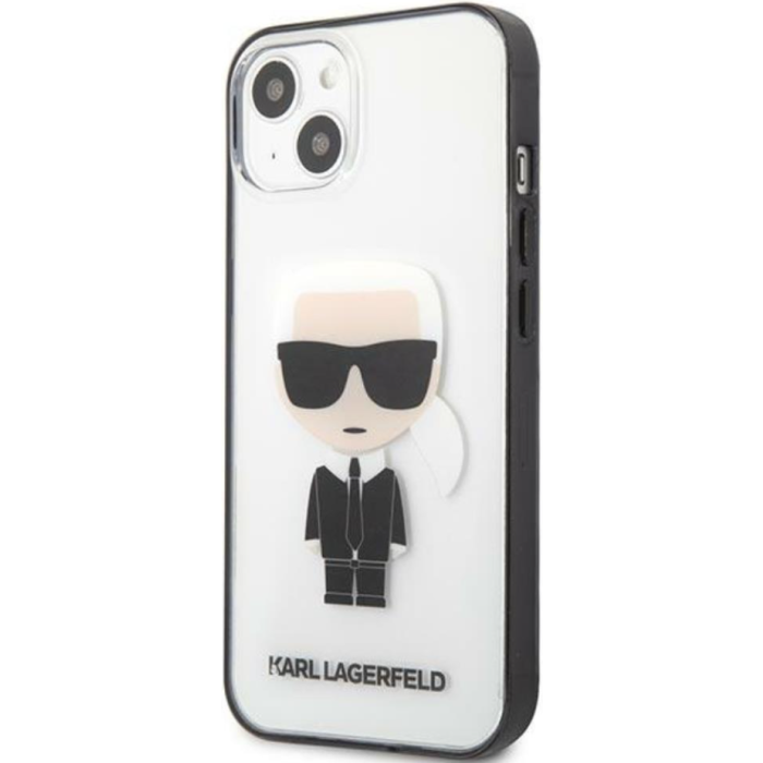 Plastové puzdro Karl Lagerfeld na Apple iPhone 13 Mini KLHCP13SHIKCK Ikonik Karl transparentné