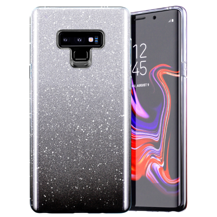 Silikónové puzdro na Xiaomi Redmi 10C/Poco C40 Shine Bling TPU strieborno-čierny