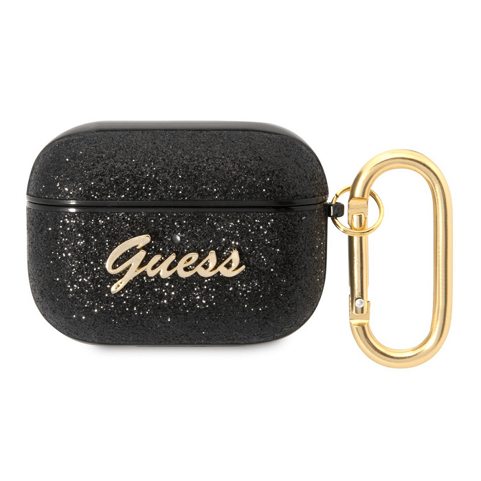 Puzdro na Apple AirPods Pro Glitter Flakes Metal Logo čierne