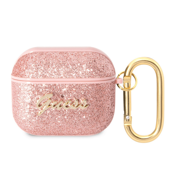 Puzdro na Apple AirPods Pro Glitter Flakes Metal Logo ružové