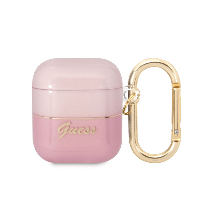 Puzdro na Apple AirPods 1/2 Guess Translucent ružové