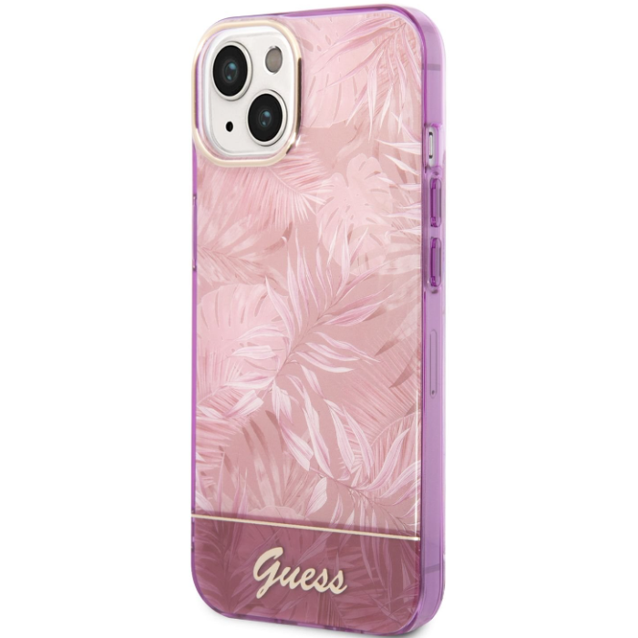 Plastové puzdro Guess na Apple iPhone 14 Pro Max GUHCP14XHGJGHP Jungle ružové
