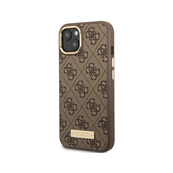 Plastové puzdro Guess na Apple iPhone 14 Pro GUHMP14LU4GPRW PU 4G MagSafe hnedé