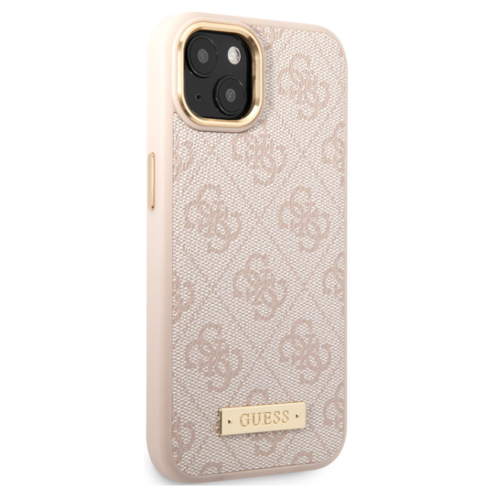 Plastové puzdro Guess na Apple iPhone 14 GUHMP14SU4GPRP PU 4G MagSafe ružové
