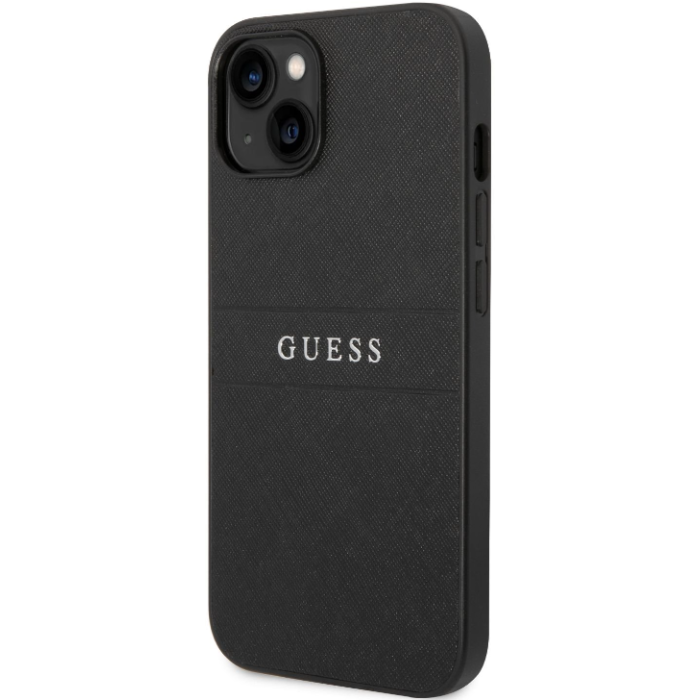 Plastové puzdro Guess na Apple iPhone 14 Plus GUHCP14MPSASBBK PU Leather Saffiano čierne