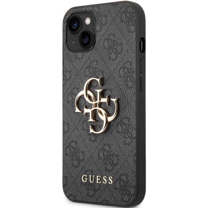 Plastové puzdro Guess na Apple iPhone 14 GUHCP14S4GMGGR 4G Metal Logo sivé