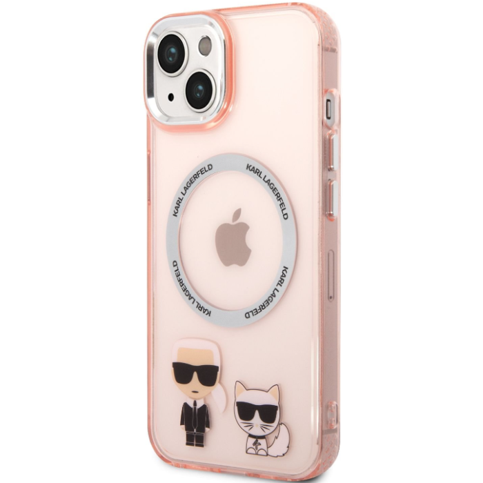 Plastové puzdro Karl Lagerfeld na Apple iPhone 14 Pro KLHMP14LHKCP Karl and Choupette MagSafe ružové
