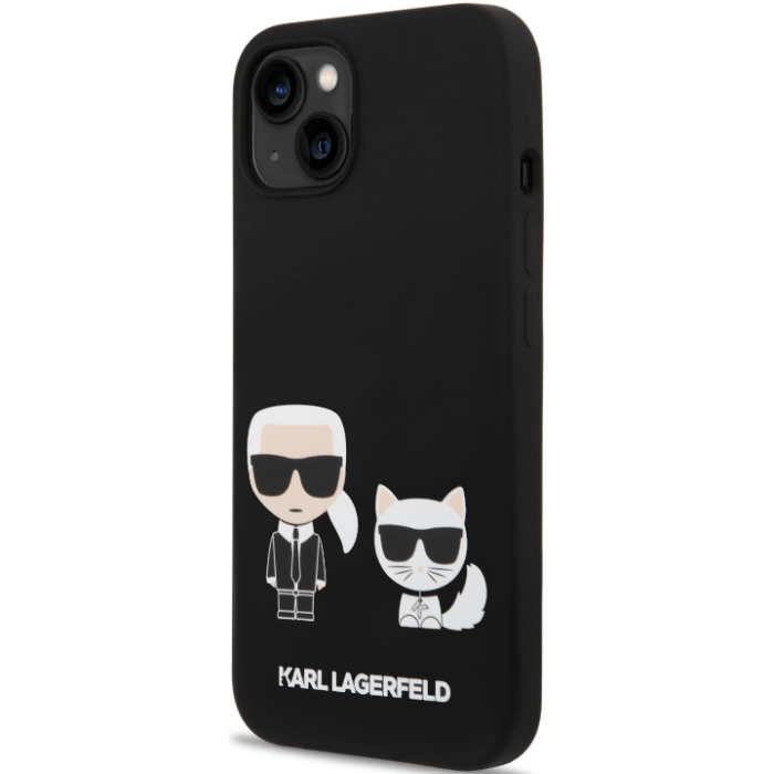 Silikónové puzdro Karl Lagerfeld na Apple iPhone 14 Plus KLHMP14MSSKCK Liquid Silicone Karl and Choupette MagSafe čierne