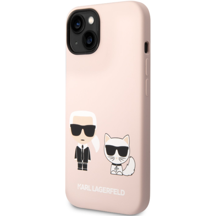 Silikónové puzdro Karl Lagerfeld na Apple iPhone 14 Plus KLHMP14MSSKCI Liquid Silicone Karl and Choupette MagSafe ružové