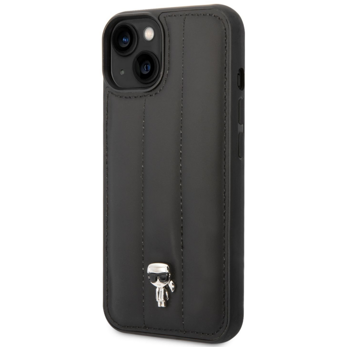 Kryt na Apple iPhone 14 Plus Karl Lagerfeld Quilted Puffy Metal Logo KLHCP14MPSQPK čierne