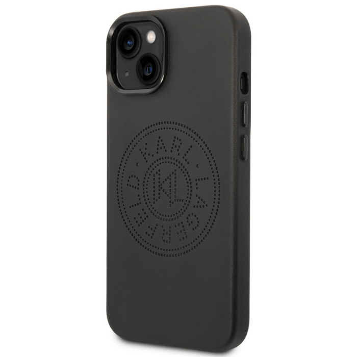 Kryt na Apple iPhone 14 Karl Lagerfeld Leather Perforated Logo KLHCP14SFWHK čierne