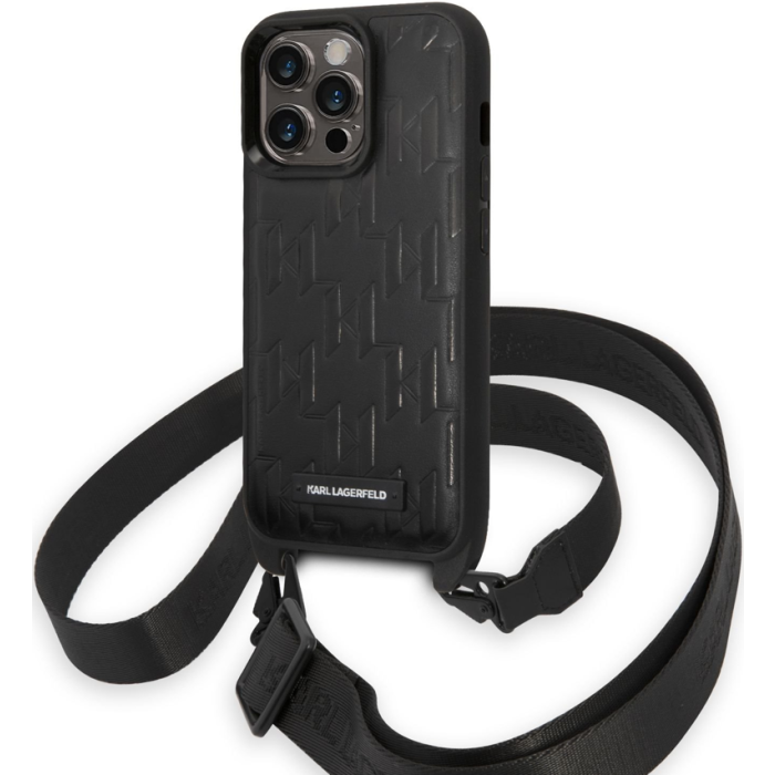 Plastové puzdro Karl Lagerfeld na Apple iPhone 14 Pro KLHCP14LSTMMK Monogram Crossbody čierne