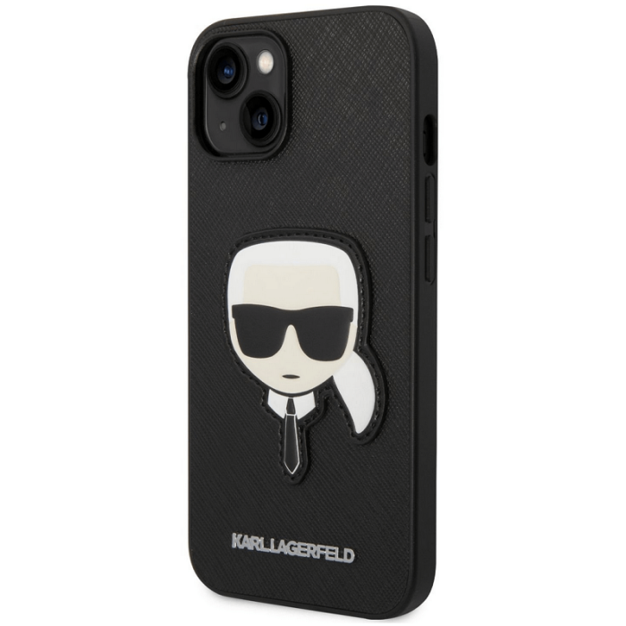 Kryt na Apple iPhone 14 Plus Karl Lagerfeld Saffiano Karl Head KLHCP14MSAPKHK čierne