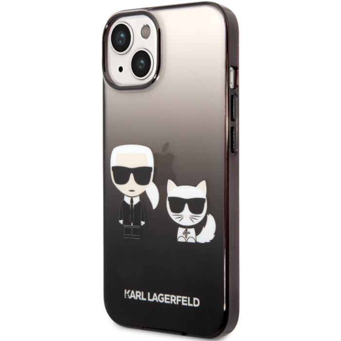 Plastové puzdro Karl Lagerfeld na Apple iPhone 14 Plus KLHCP14MTGKCK Gradient Karl and Choupette čierne