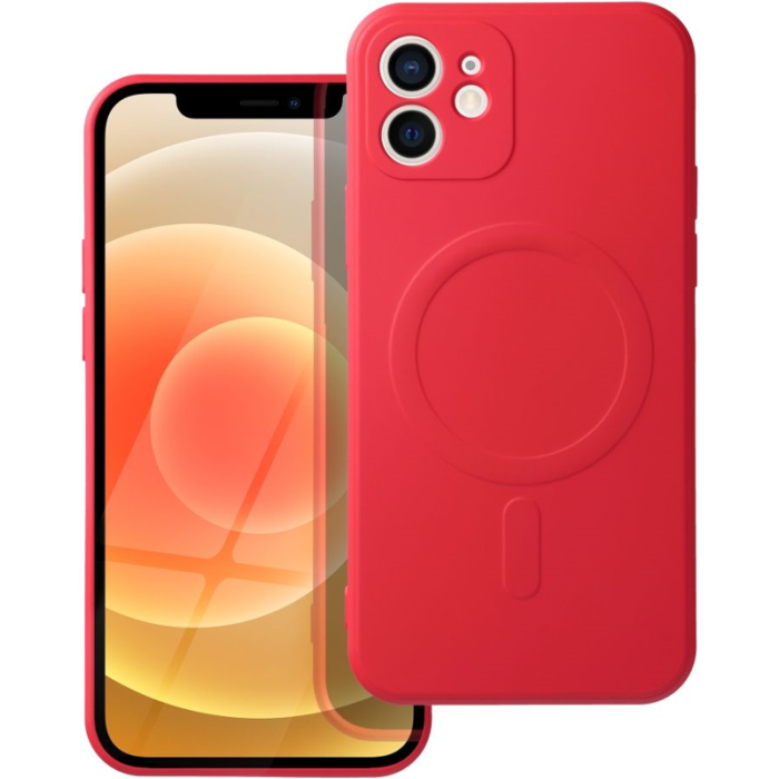 Silikónové puzdro na Apple iPhone 12 Silicone Mag Cover červené