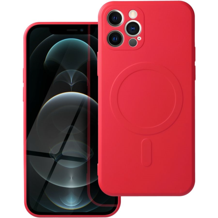 Silikónové puzdro na Apple iPhone 12 Pro Silicone Mag Cover červené