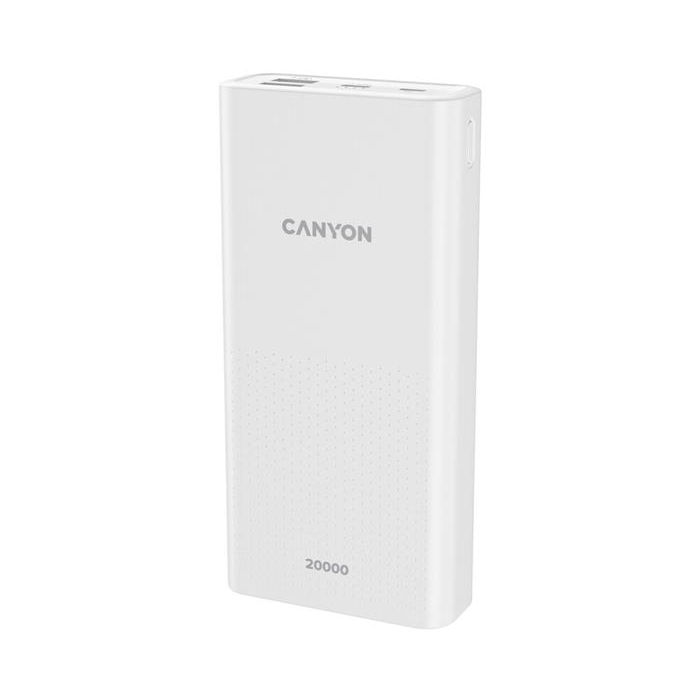 Powerbanka Canyon PB-2001 20 000 mAh 2xUSB, microUSB, USB-C, 10W, biela