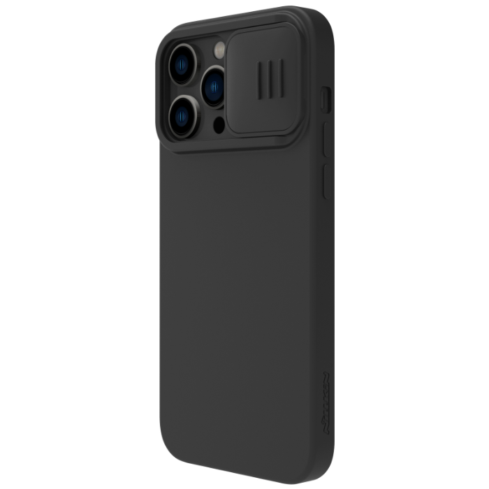 Silikónové puzdro na Apple iPhone 14 Pro Nillkin CamShield Silky Magnetic čierne