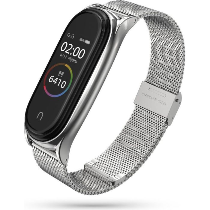Náhradný remienok na Xiaomi Mi Band 7 Tech-Protect Milaneseband, strieborná