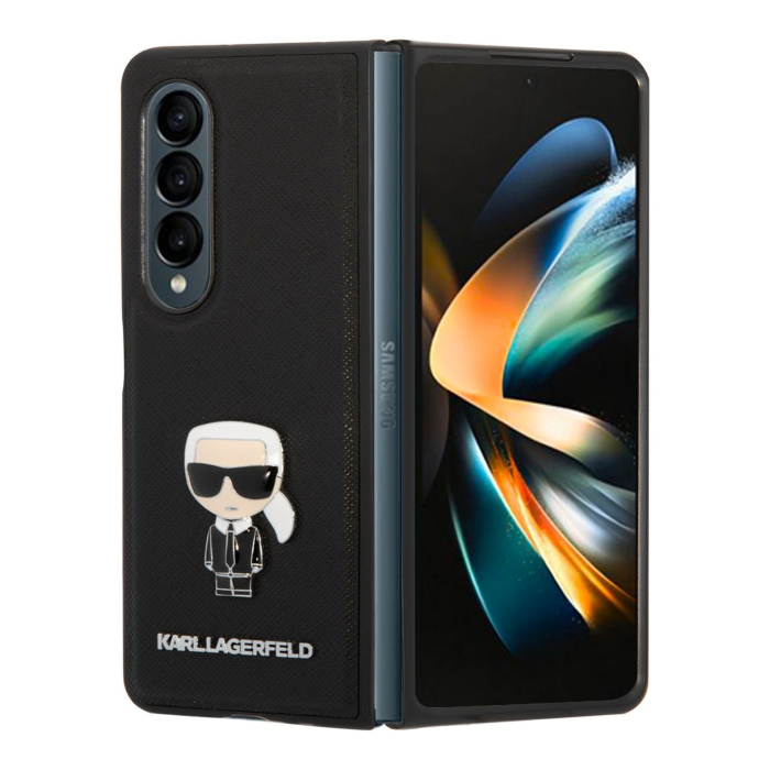 Plastové puzdro Karl Lagerfeld na Samsung Galaxy Z Fold4 5G F936 KLHCZFD4IKMSBK PU Saffiano Ikonik čierny