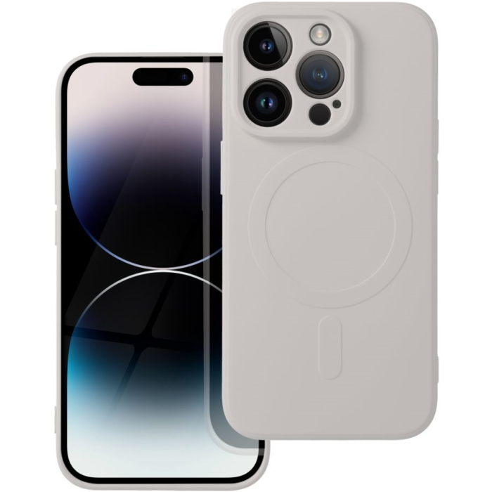 Silikónové puzdro na Apple iPhone 14 Pro Silicone Mag Cover sivé