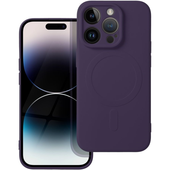 Silikónové puzdro na Apple iPhone 14 Pro Silicone Mag Cover tmavo-fialové