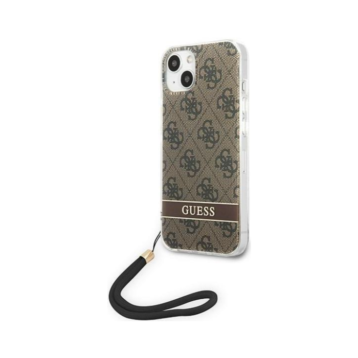 Plastové puzdro Guess na Apple iPhone 14 Pro Max GUOHCP14XH4STW HC Print 4G Cord hnedé
