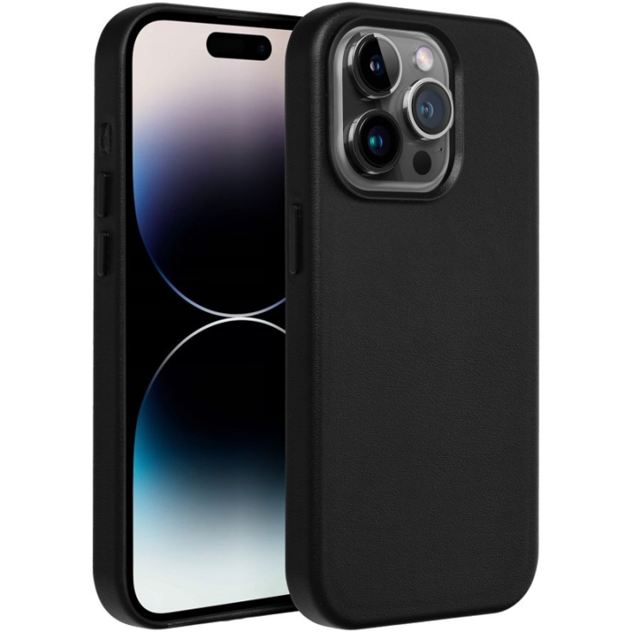 Plastové puzdro na Apple iPhone 13 Pro Max Leather Mag čierne