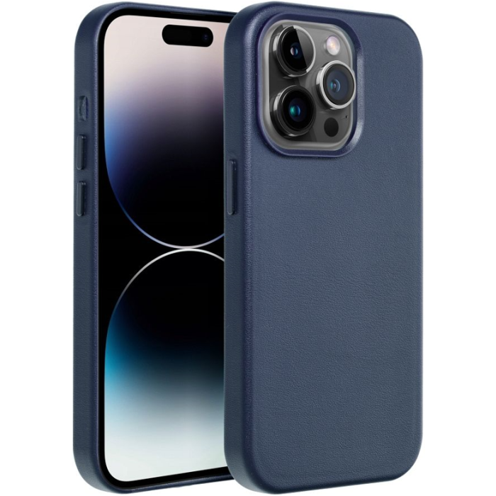 Plastové puzdro na Apple iPhone 14 Plus Leather Mag modré