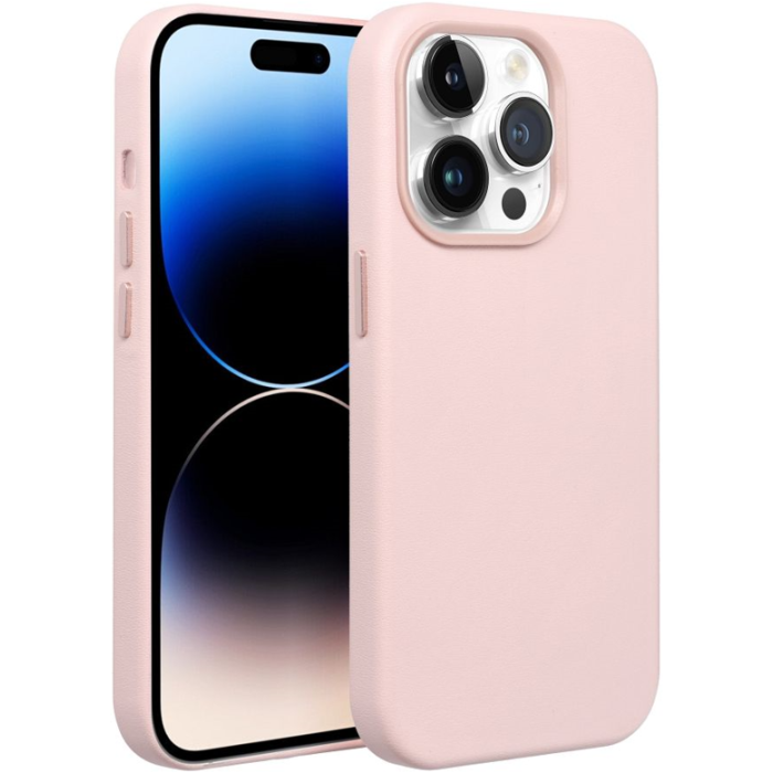 Plastové puzdro na Apple iPhone 12 Pro Max Leather Mag ružové